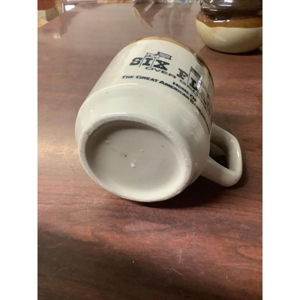 Six Flags Vintage Coffee Mug 1970’s Tea Cup Brown Glaze 4”